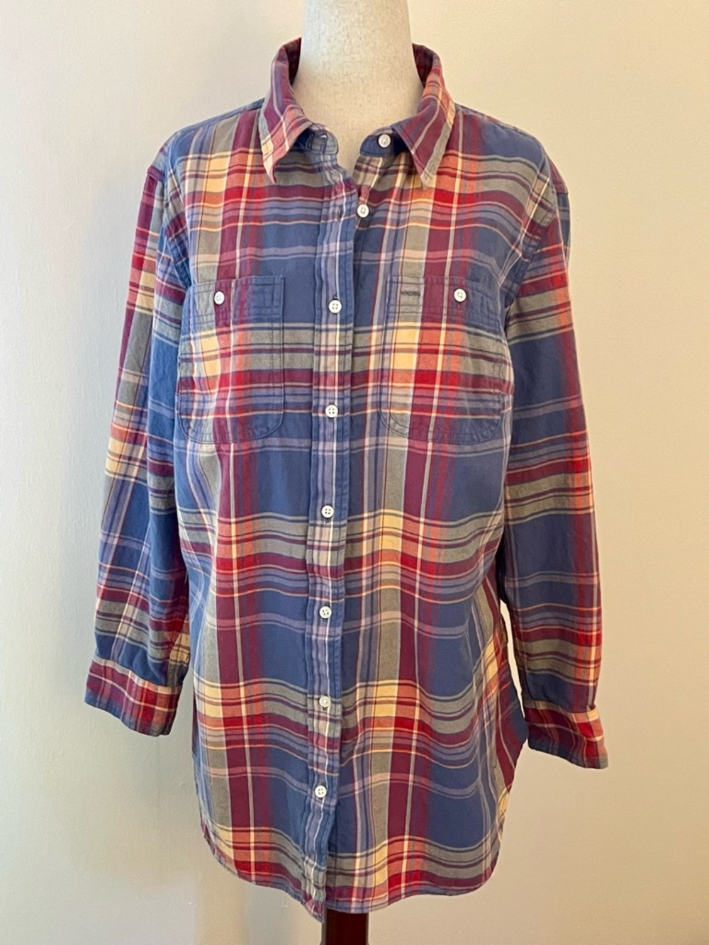 Lauren Ralph Lauren Plaid Button Front Shirt 1X Cotton Preppy